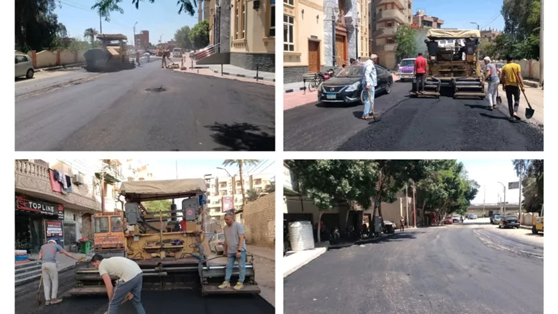 بني سويف : تواصل أعمال صيانة ورفع كفاءة طرق لتحسين الحركة المرورية |صور 