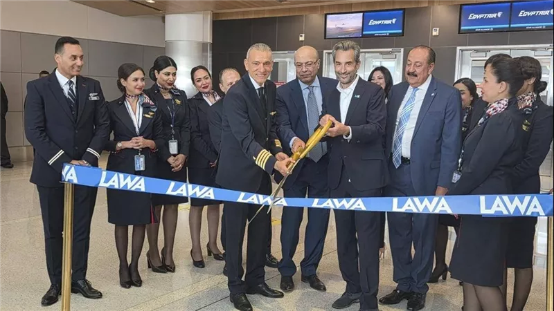 مصر للطيران تدشن رحلاتها بطائرة A350 إلى لوس أنجلوس لأول مرة رسميا