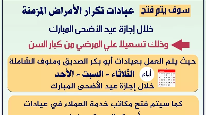 محافظ المنوفية استمرار تقديم خدمات التأمين الصحي بعدد من الفروع والعيادات