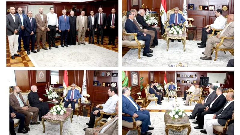 محافظ بني سويف يتلقى التهاني بعيد الأضحى المبارك من وفد الإنجيلية والكاثوليكية