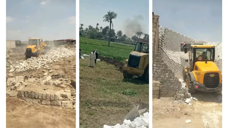 ثاني أيام عيد الأضحى: إزالة 32 تعديا على أراضٍ بمراكز بنى سويف والفشن وناصر