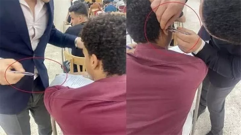 «مشهد صادم داخل اللجنة».. استخراج سماعة غش من أذن طالب حقوق أسيوط بملقاط