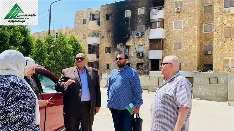 نقابة مهندسي الإسماعيلية تُعاين آثار حريق عقار الشيخ زايد وتؤكد دعمها الفني