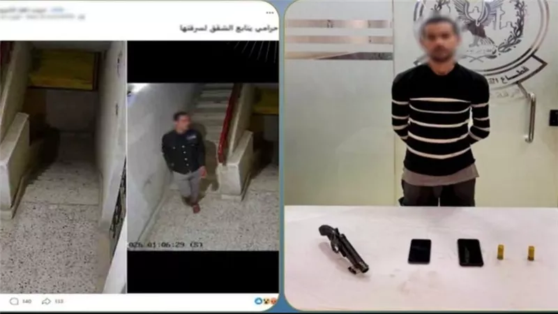 القبض علي عاطل يتسلل لعقار للتنصت للسرقة وبحوزته أسلحةبالقاهرة