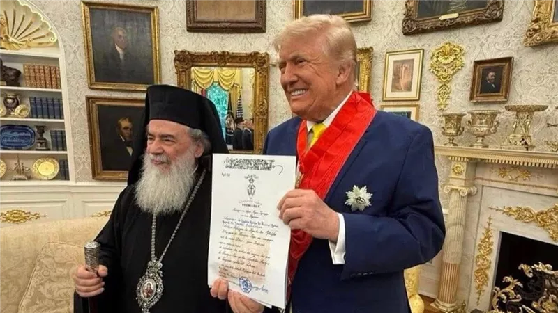 بطريرك القدس يبحث مع ترامب حماية الوجود المسيحي في الأراضي المقدسة