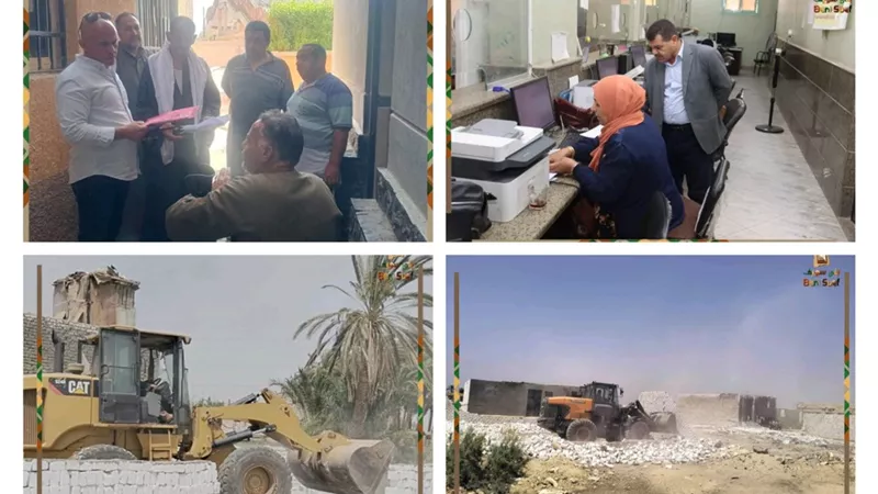 رفع 310 حالات إشغال بناصر بنى سويف وتحرير 15 مخالفة لمخابز ببا