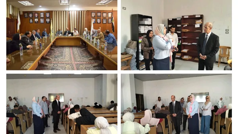 جولة لرئيس جامعة بني سويف بامتحانات علوم ذوى الاحتياجات وإشادة بدور التجارة