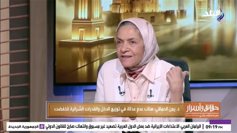 يمن الحماقي: هناك عدم عدالة في توزيع الدخل والقدرات الشرائية انخفضت