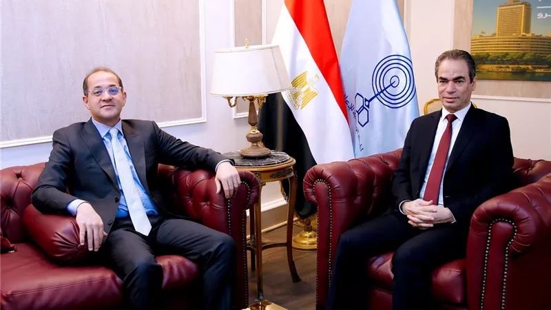 المسلماني يستقبل وزير المالية أحمد كجوك قبيل بدء صالون ماسبيرو الثقافي