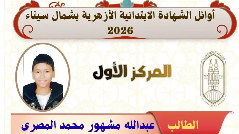 أوائل الشهادة الابتدائية الأزهرية بشمال سيناء |صور