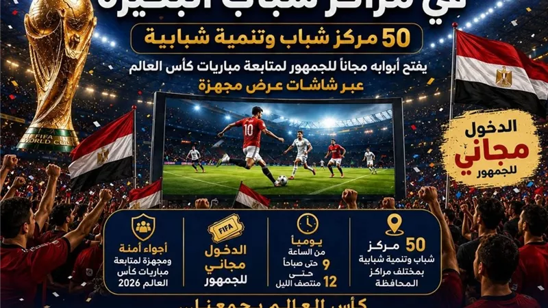 بالمجان.. 50 مركز شباب يفتح أبوابه للجماهير لمشاهدة مونديال 2026