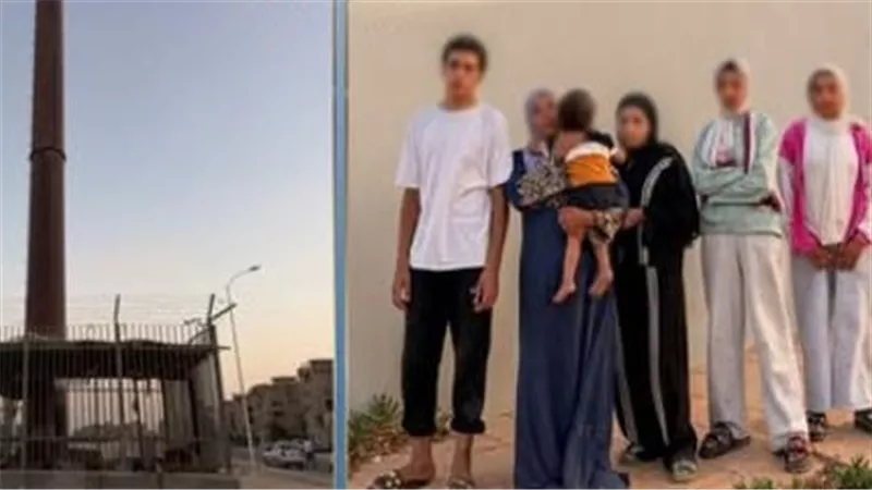 والدهم مكلف بحراسته.. ضبط عائلة أقامت خيمة أسفل برج كهربائي في أكتوبر