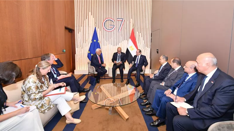 لقاء رفيع بين السيسي وأنطونيو كوستا على هامش قمة السبع بفرنسا