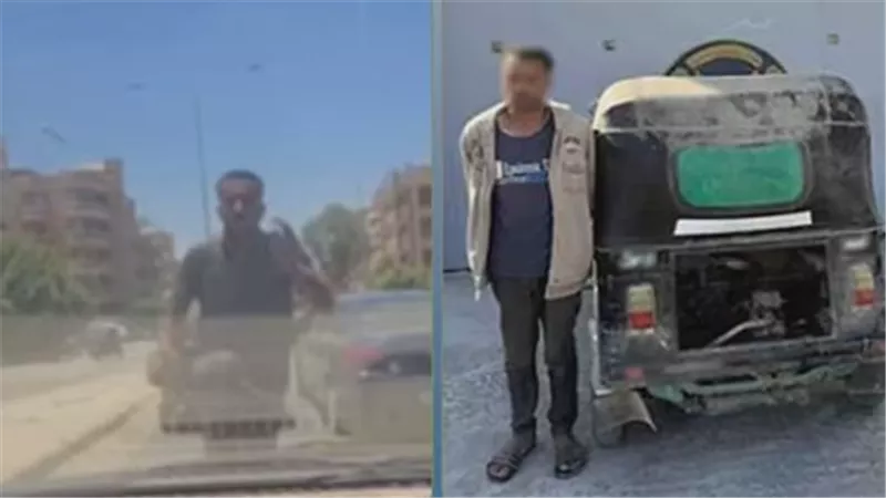 بسبب أولوية المرور.. ضبط سائق توك توك تعدى على طبيب وهشم سيارته بأكتوبر