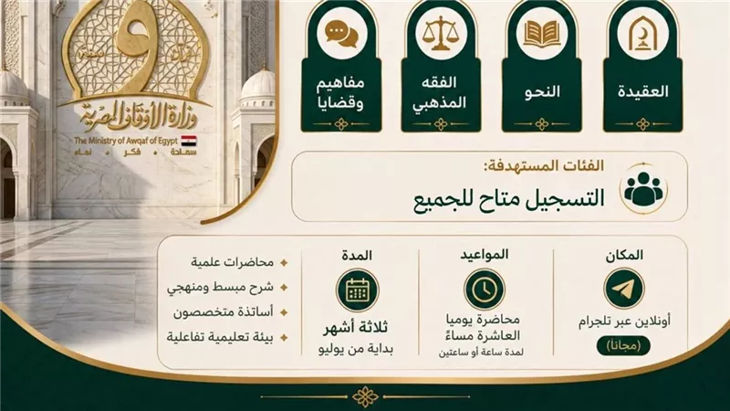 رابط وموعد الدورة الصيفية التأسيسة للعلوم العربية والشرعية بالأوقاف