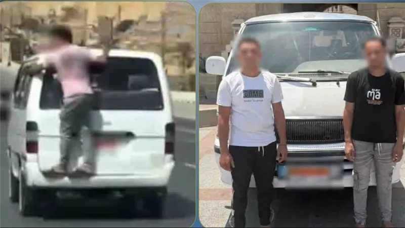  ضبط سائق ميكروباص وعامل بعد واقعة التعلق خلف السيارة بالقاهرة