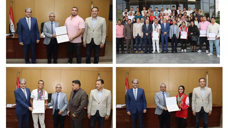 محافظ بني سويف يلتقي المتميزين رياضياً ويكرم أبطال الموهبة والبطل الأوليمبي 