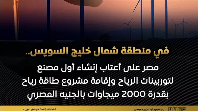 توقيع اتفاقية لإنشاء أول مصنع لتوربينات الرياح وتنفيذ مشروع بقدرة 2000 ميجاوات