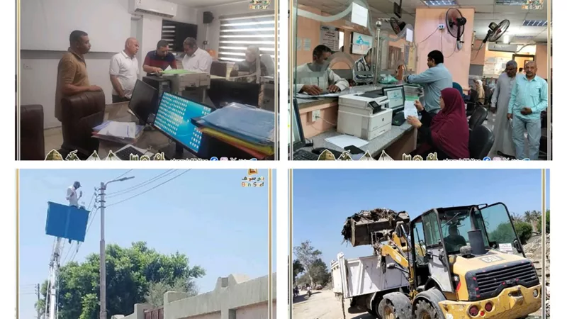 إزالة 10 تعديات ورفع 305 حالات إشغال بناصر بنى سويف|صور
