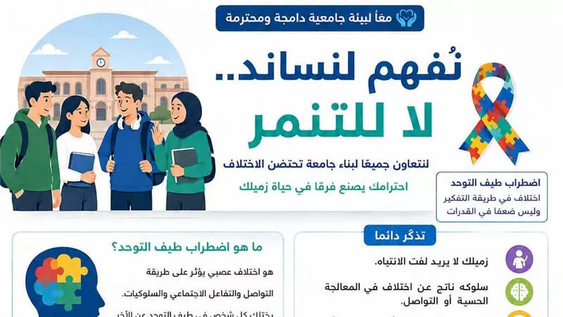 جامعة دمياط تطلق مبادرة نفهم لنساند لمواجهة التنمر ودعم الطلاب ذوي الإعاقة 