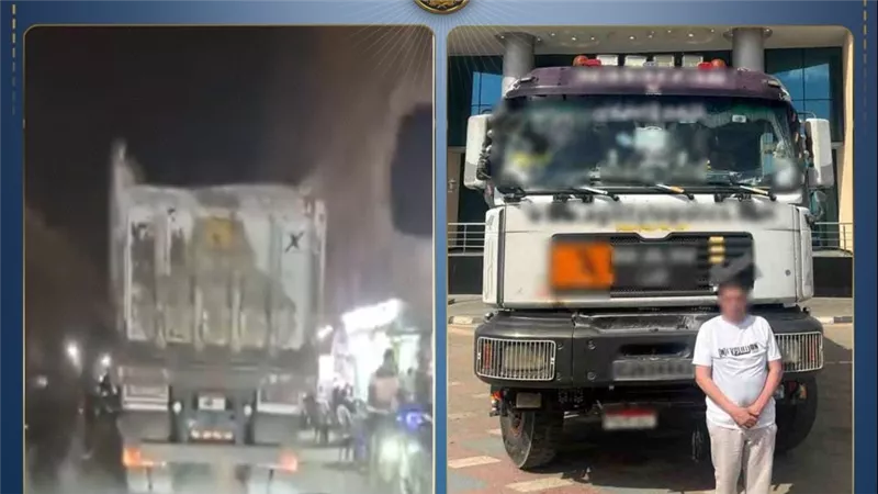 ضبط سائق نقل طمس اللوحات المعدنية الخلفية لسيارته بالجيزة