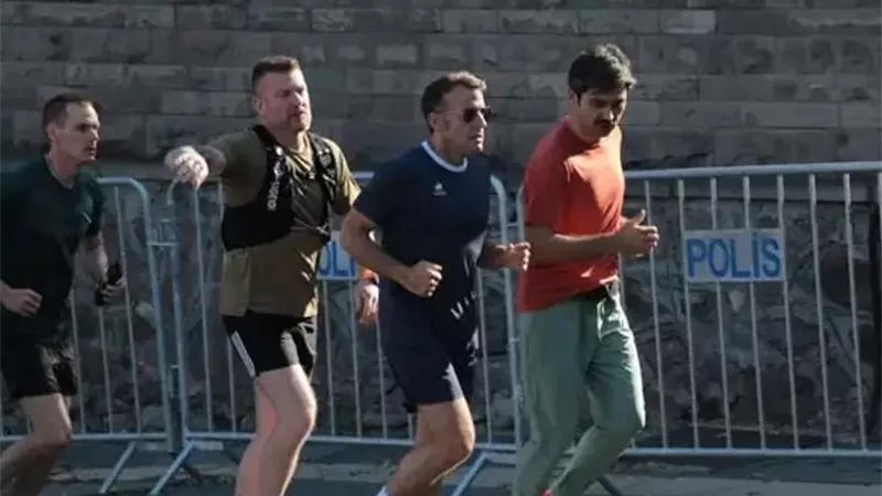 قبل قمة الناتو.. ماكرون يخطف الأنظار بجولة جري في شوارع أنقرة