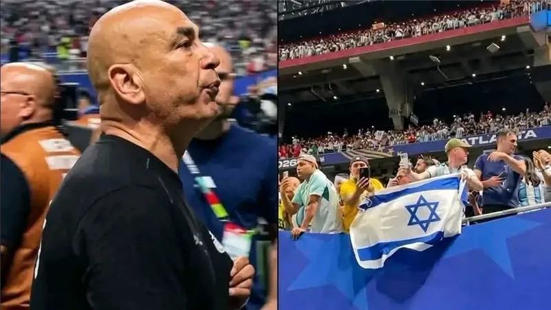 من هو المشجع الذي رفع علم إسرائيل وبصقه حسام حسن في مباراة مصر والأرجنتين ؟