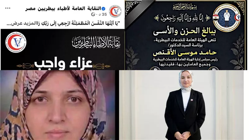 الخدمات البيطرية بوزارة الزراعة تنعى طبيبتان بنى سويف|تفاصيل