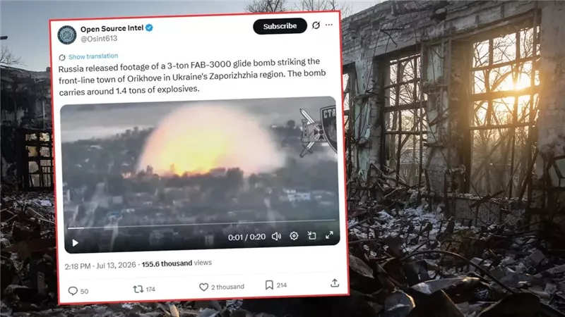 روسيا تلقي قنبلة انزلاقية مدمرة بوزن ثلاثة أطنان على بلدة أوكرانية