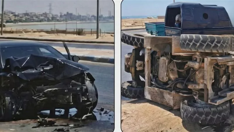 إصابة شخصين في تصادم بين كلارك وسيارة ملاكي بالسويس