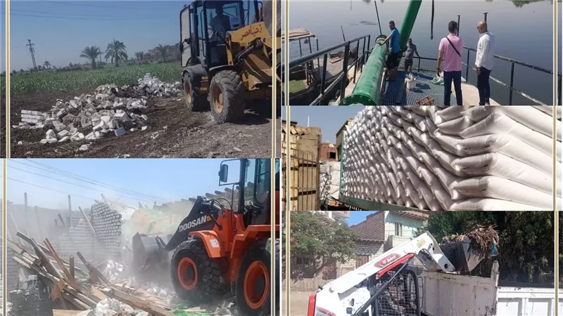 حملات مكثفة للنظافة وإزالة التعديات ورفع كفاءة الخدمات بمراكز بني سويف