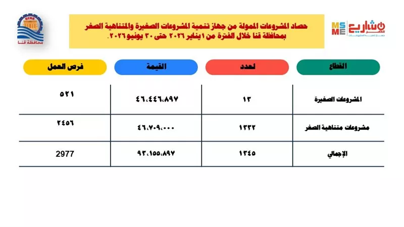 93 مليون جنيه لتمويل مشروعات صغيرة ومتناهية الصغر من بداية يناير ليونيو