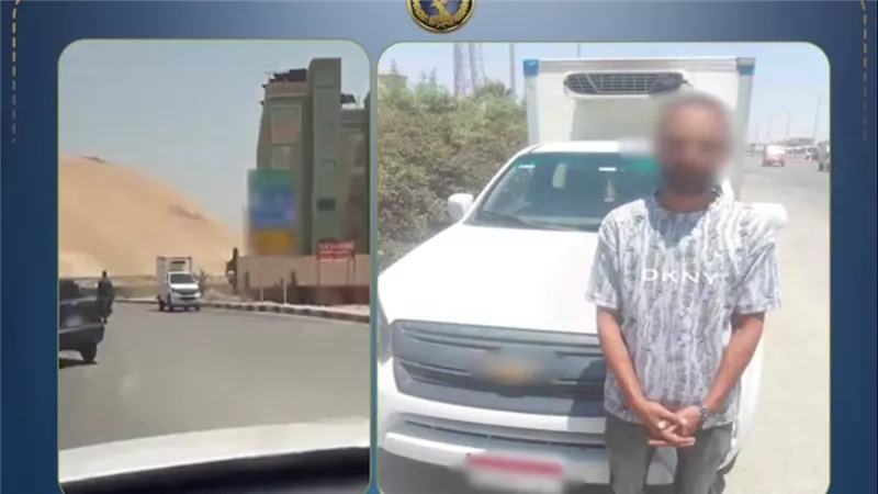 سقوط سائق «ربع نقل» في فيديو عكس الاتجاه.. والداخلية تضبطه