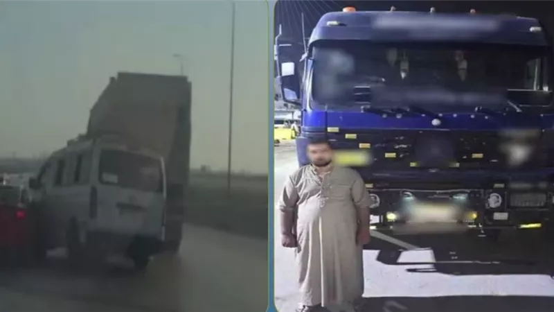 يتعاطى المخدرات.. ضبط سائق نقل متهور بعد دهس عدد من السيارات بالطريق الصحراوي