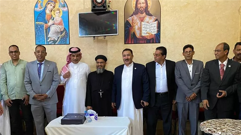 وفد من حزب الجبهة الوطنية يهنئ الإخوة الاقباط بطور سيناء بعيد القيامة المجيد