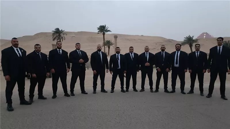 تأمين محيط حفل زفاف ليلي زاهر وهشام جمال بمنطقة سقارة
