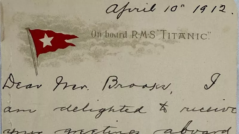 بـ300 ألف إسترليني.. رسالة الكولونيل جرايسي أحد الناجين من تيتانيك بمزاد علني