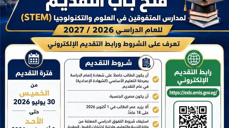 مع انطلاق التقديم بمدارس STEM.. محافظة البحيرة تدعو المتفوقين للالتحاق بالمسار التعليمي المتميز