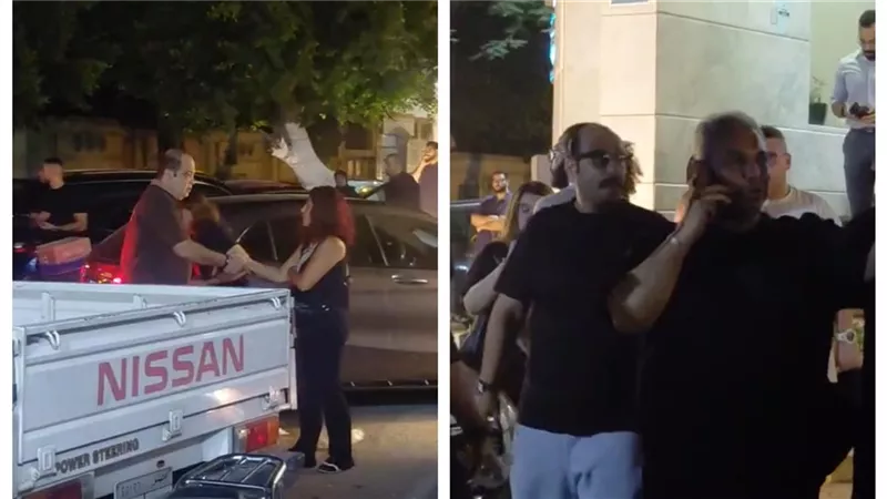 محمد ثروت و شريف باهر يساندون أسرة محمد هنيدي أمام المستشفى بعد وفاة شقيقه