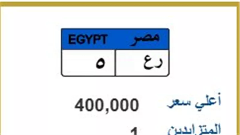 400 ألف جنيه سعر «ر ع 5» في مزاد اللوحات المعدنية المميزة