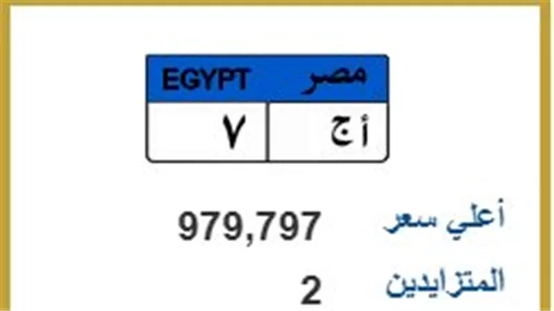 «أ ج 7» بـ979 ألف جنيه.. شخصان يتنافسان على لوحة مميزة