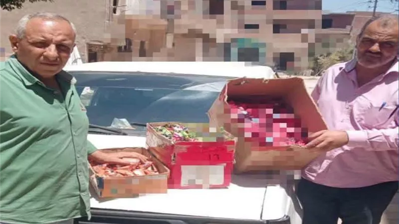 خلال حملة تموينية بمركز بدر.. ضبط 3000 قطعة حلوى منتهية الصلاحية وطن جبس مجهول