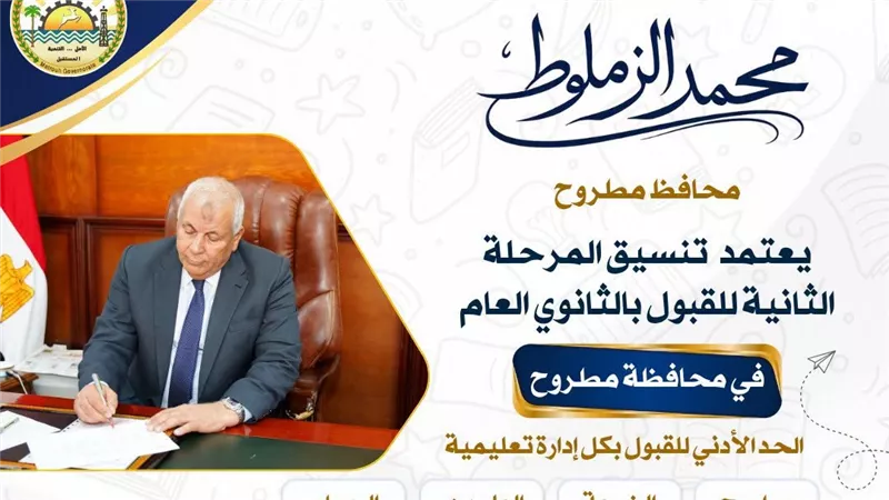 محافظ مطروح يعتمد تنسيق القبول بالثانوي العام «المرحلة الثانية» 