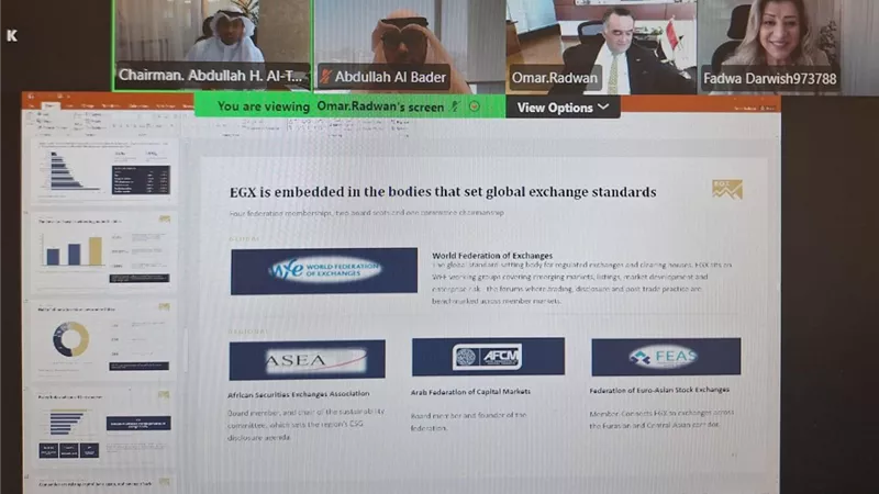 رئيس البورصة المصرية يستعرض أداء السوق في ندوة افتراضية مع الأستثمار الكويتي