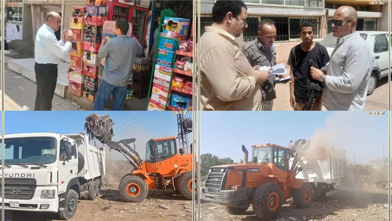 إزالة تعديات والتحفظ على خلاطة بعملية بناء ومتابعة للملفات بمراكز بنى سويف|صور