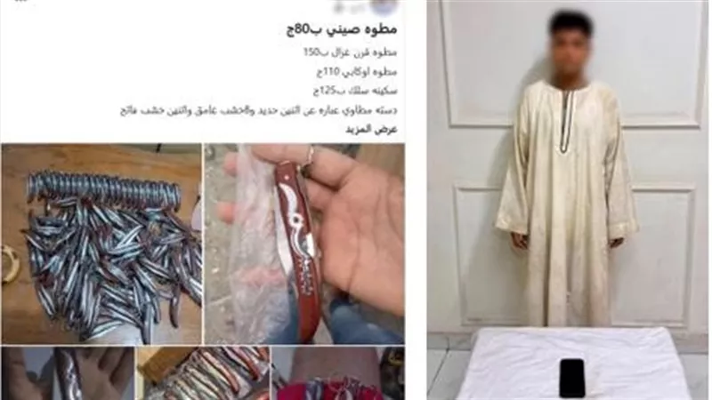 سقوط طالب بقنا يدير صفحة للترويج لبيع أسلحة بيضاء إلكترونيًا