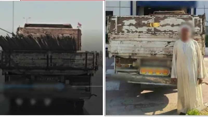 القبض على سائق نقل حمّل أسياخ حديدية بشكل خطر بطريق القاهرة الفيوم