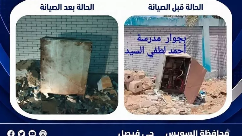 حي فيصل يتحرك فورًا.. تأمين كهرباء مكشوفة بجوار مدرسة أحمد لطفي