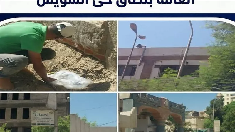 صيانة أعمدة الإنارة بشارع صلاح الدين أمام الكومسيون الطبي بحي السويس