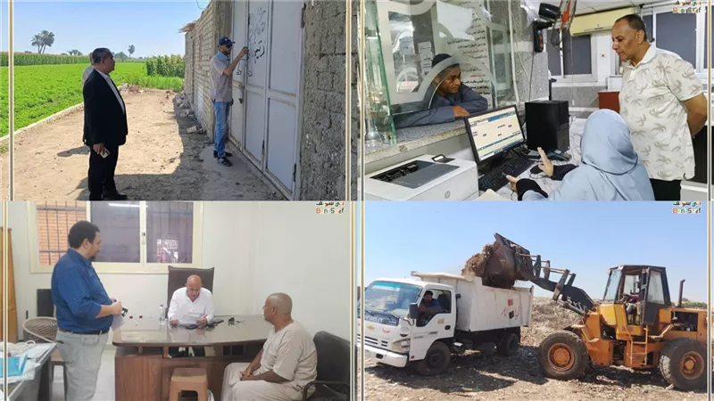 بني سويف ترفع 60 طن مخلفات وتزيل 14 حالة تعد على الأراضي الزراعية